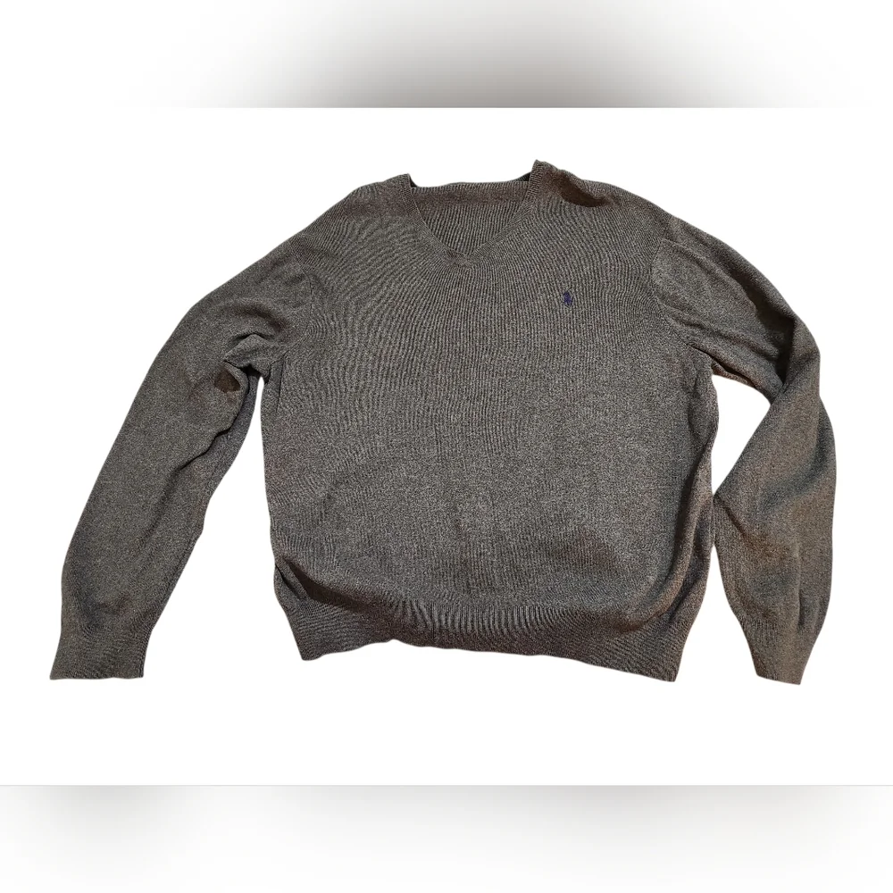 Vintage Ralph Lauren Polo V-Neck Sweater Men's Gray XL